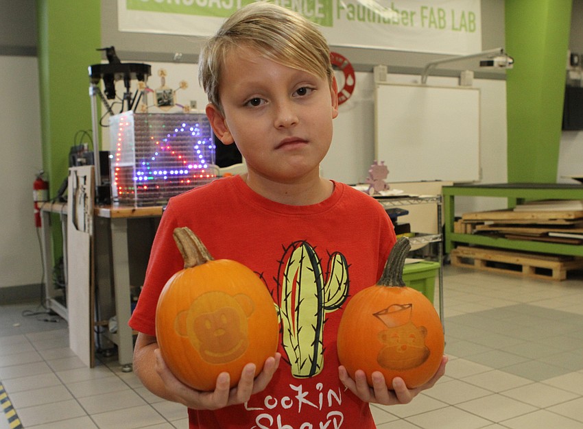 Nick Eckbert picked up his two pumpkins.