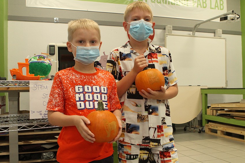 Titan and Hunter Newman were thrilled with their Halloween creations.