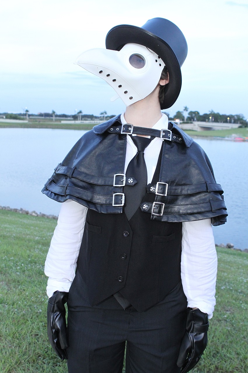 Hunter Bouchard dressed up as a plague doctor.