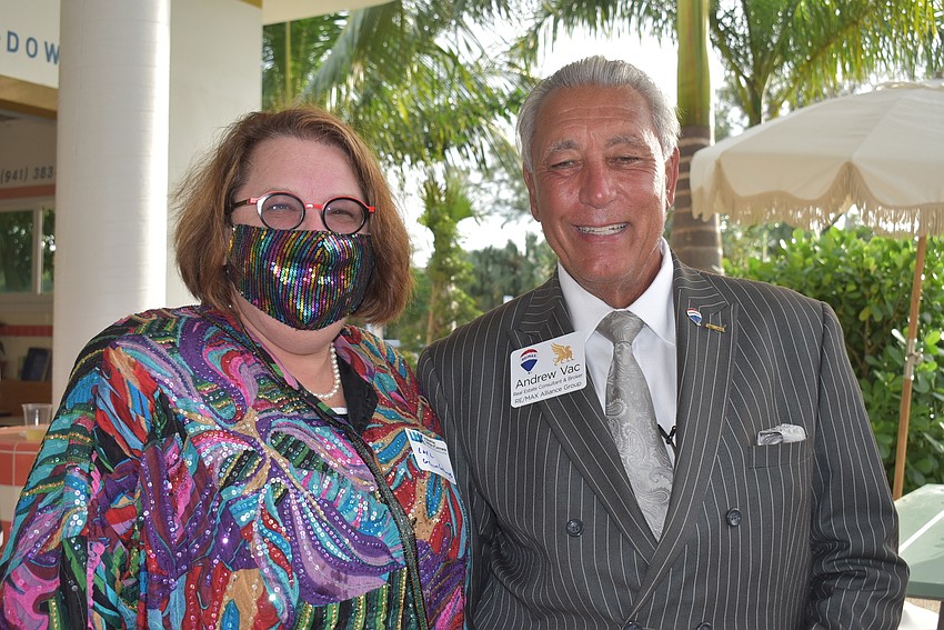 Lael Hazan, who made sure her mask  matched her shirt, and Andrew Vac.