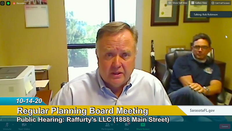 Rob Robinson and Karl Raffurty pledged that the operations of Raffurty&#39;s Bar and Grill wouldn&#39;t change if the city approved a new liquor license for the business. Image via city of Sarasota.