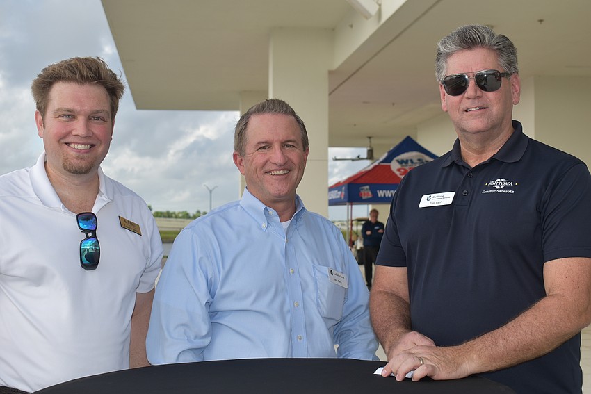 (From left) Garrett Shinn of Central Park, Ron Beck of Lakewood National and Tim Self work for Carr, Riggs & Ingram, Gulfside Bank and Gulfside Investment Services, respectively.
