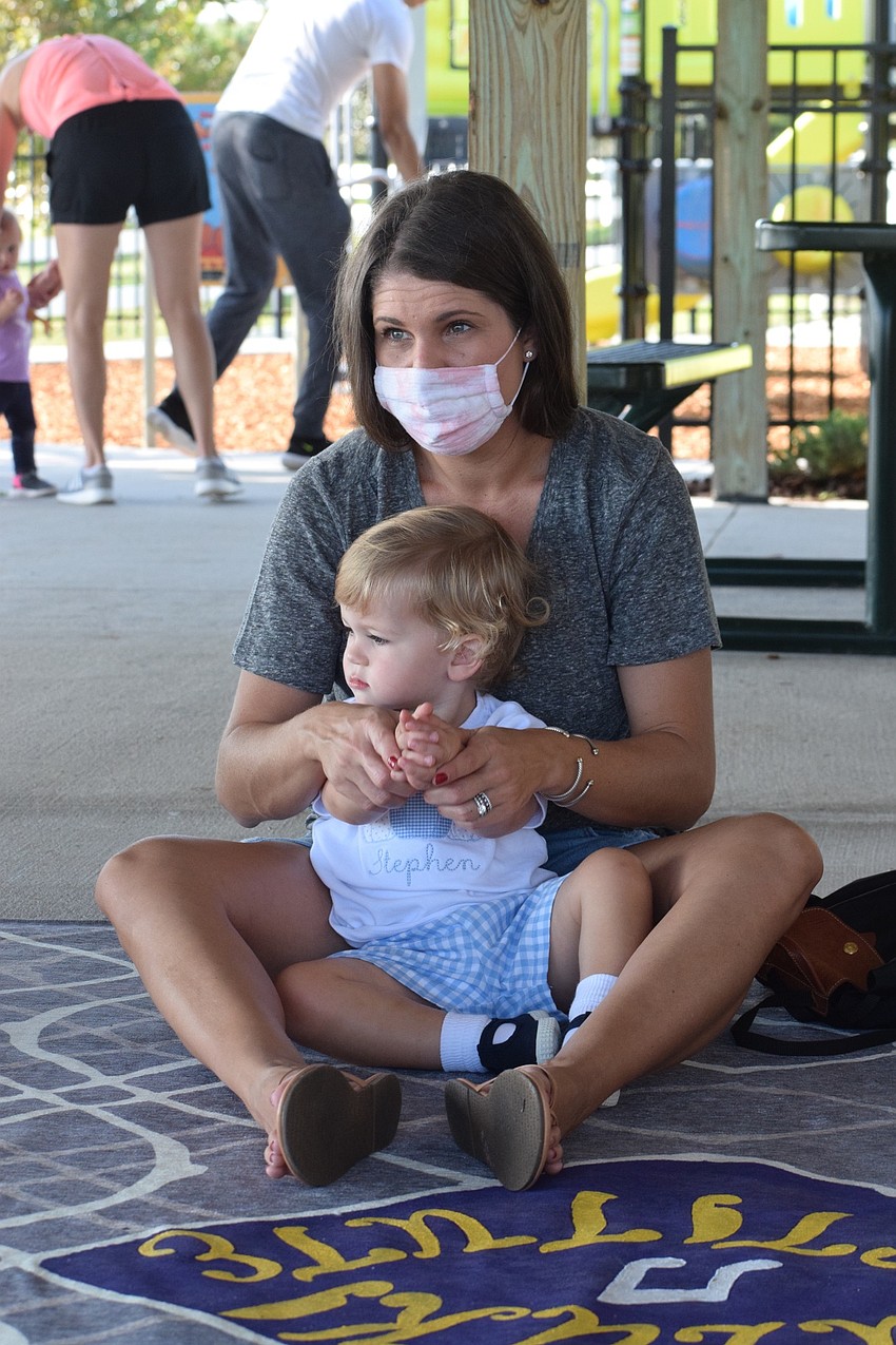 Lakewood Ranch's Christina Cerven and her 2-year-old son Stepehen act like fish together.