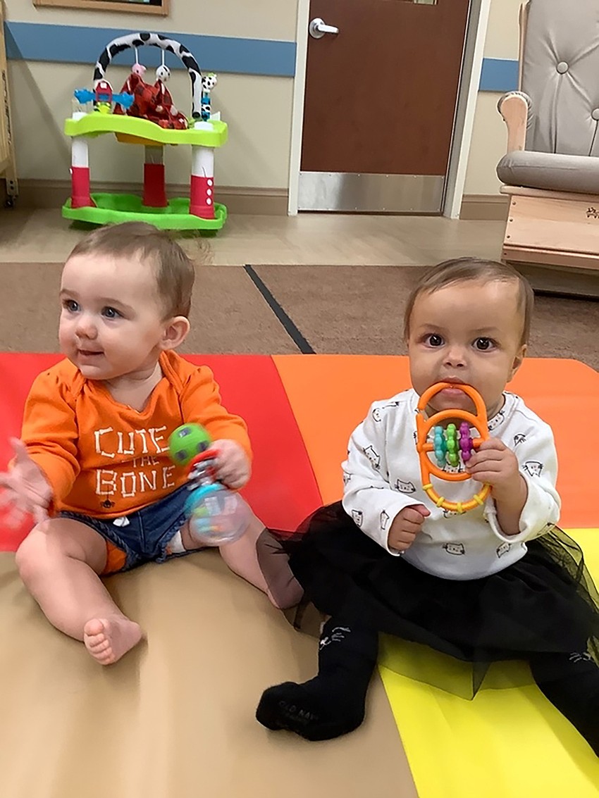 Emma Bligh and Alliana Di Carlo from Primrose School at Lakewood Ranch North play together. Courtesy photo.