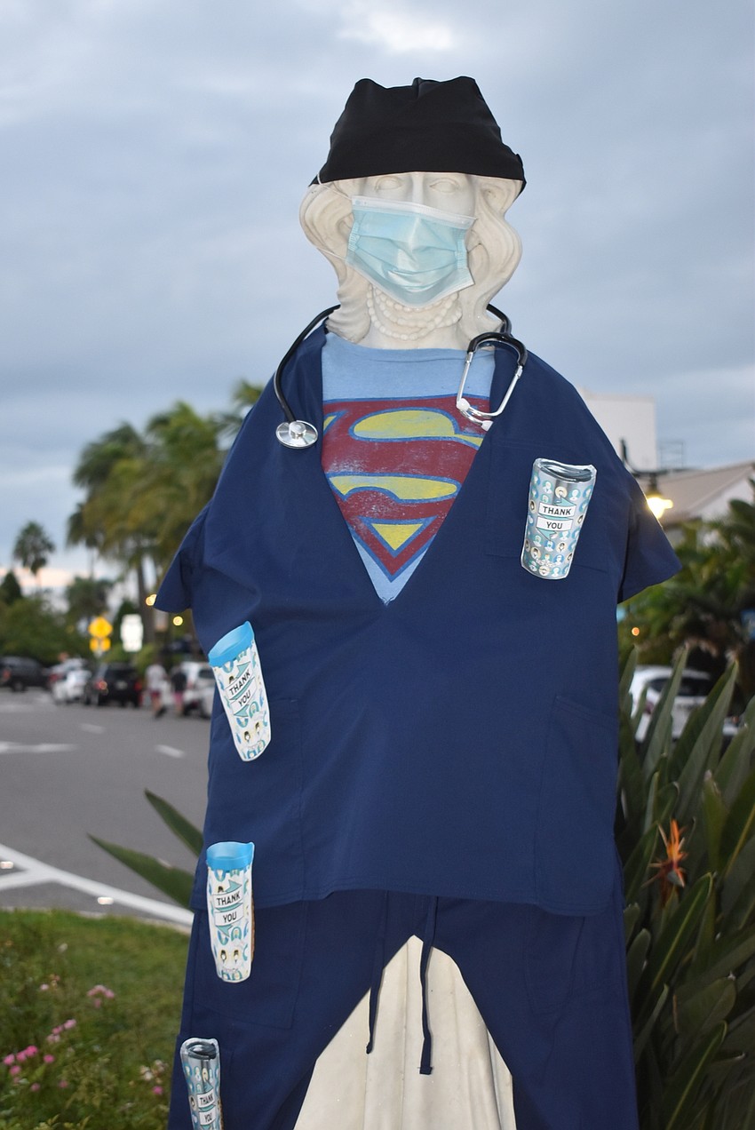 As usual, the statues got dressed up too, with a few 2020-specific decorations.