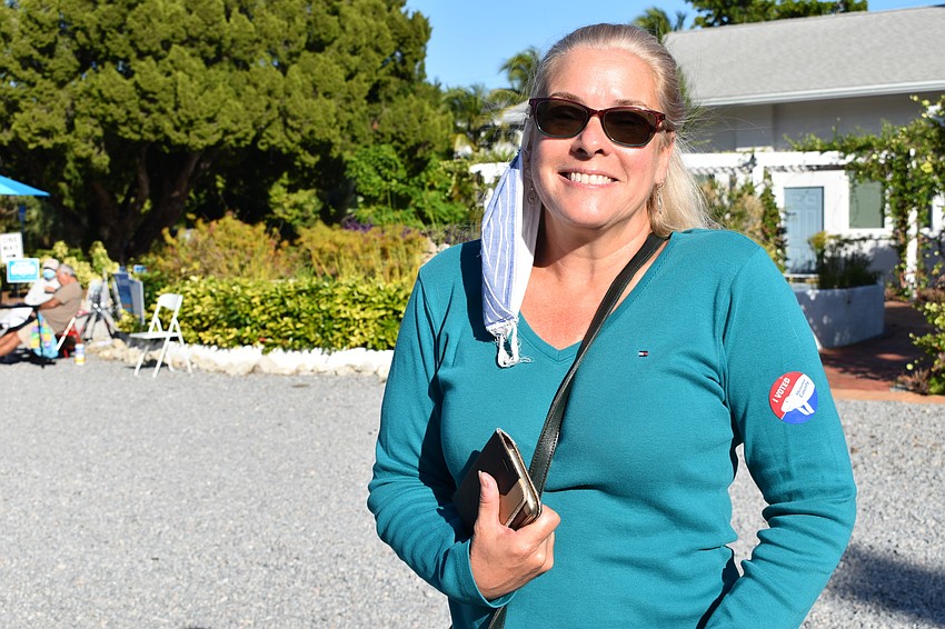 Jonell Yoeckel voted Tuesday morning at the Longboat Island Chapel.