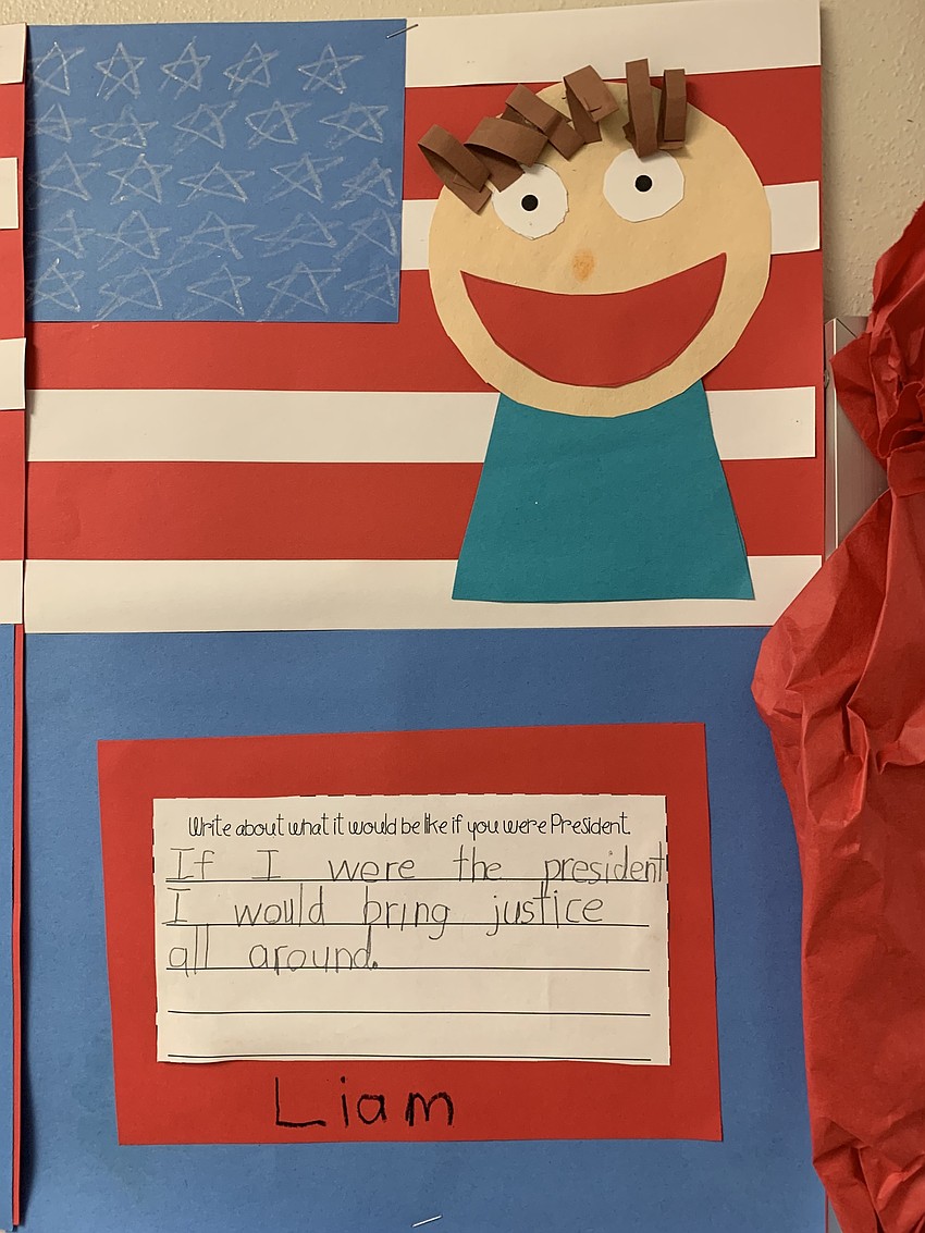 First grader Liam Odendal shares what he would do if he were president. Courtesy photo.
