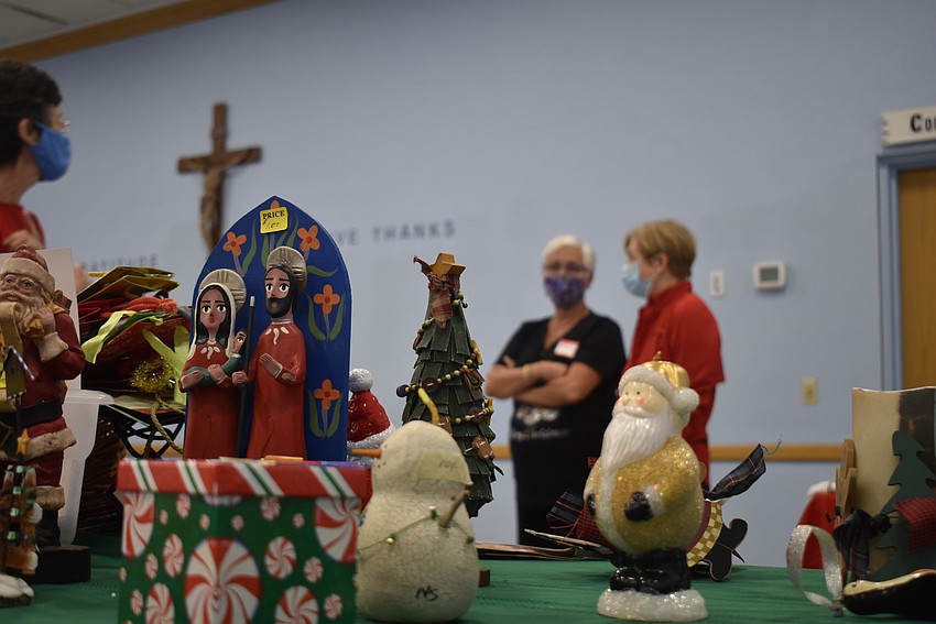 Discount decorations stocked a table near the back.