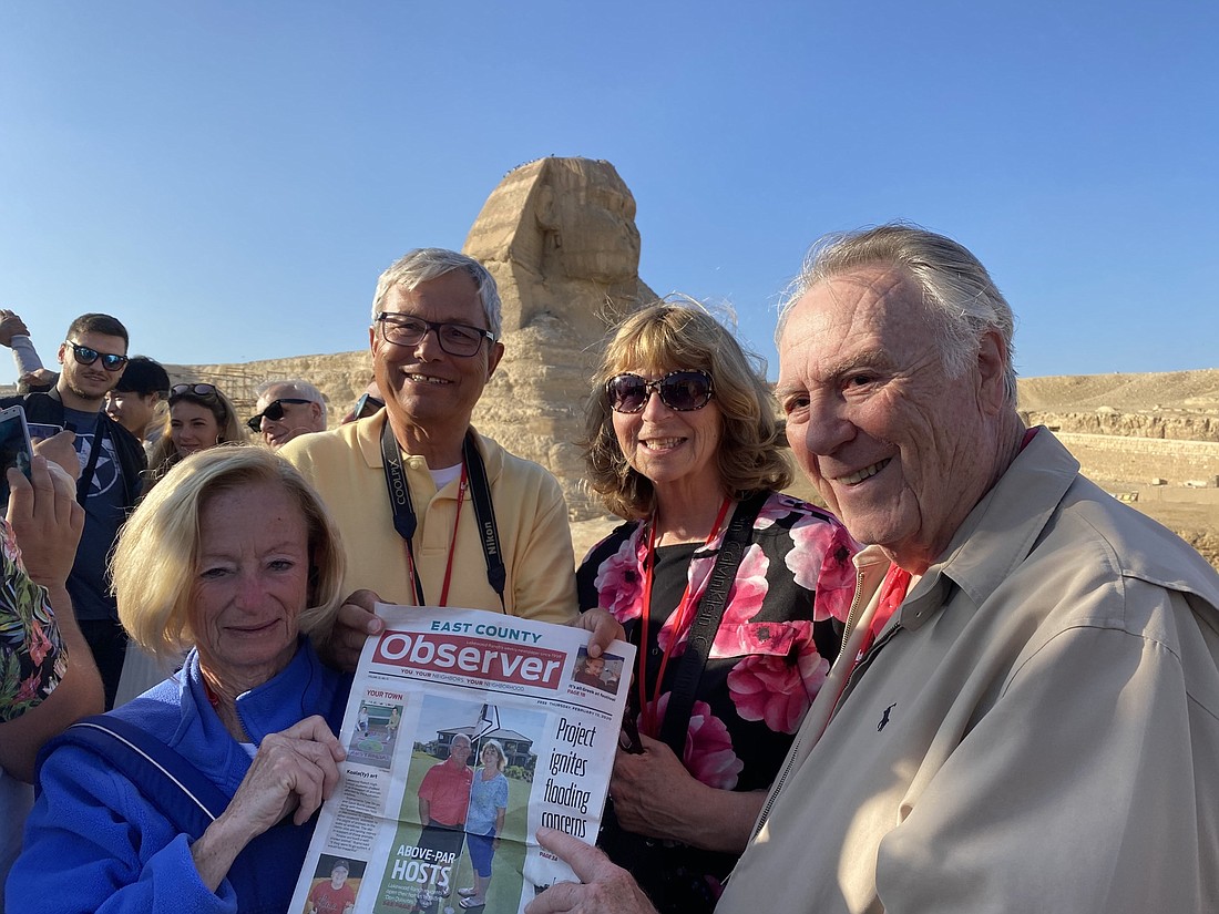 Maureen Burke, Larry and Jackie deAngelis and Al Taricco had their photo taken in front of the sphinx.