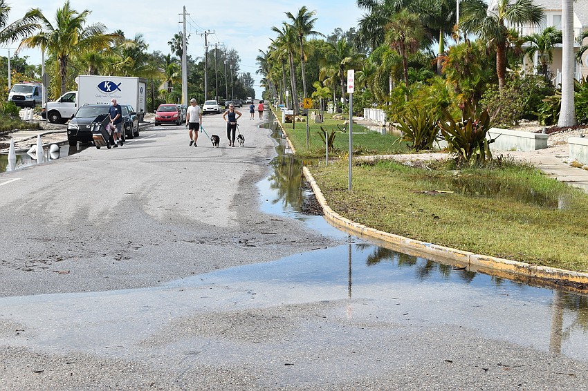 Stormwater runoff on Thursday morning is shown from Broadway Avenue and Bayside Drive.