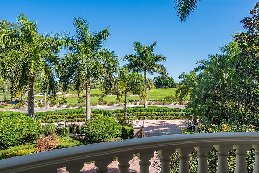 The front view of the home overlooks the Islandside golf course.