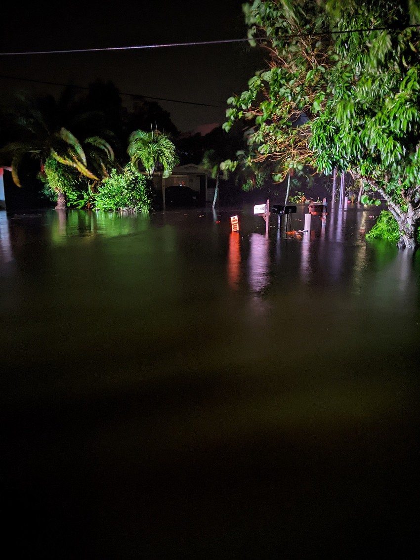 Mailboxes barely stay above water on Fox Street around 8:30 p.m. on Nov. 11. (Courtesy of Vashti Braha)