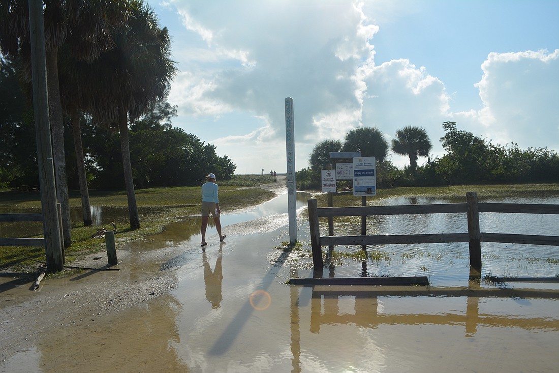 Although portions of the parking lot and beach access at Ted Sperling Park were still underwater Thursday afternoon, the city said all major streets were reopen following Tropical Storm Eta.
