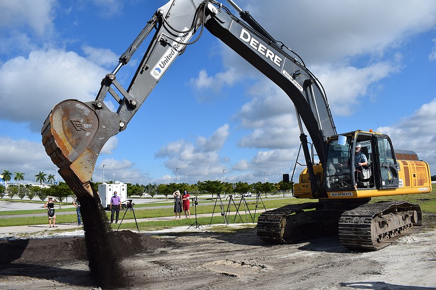 Mote CEO and President Michael Crosby performs the actual groundbreaking himself.