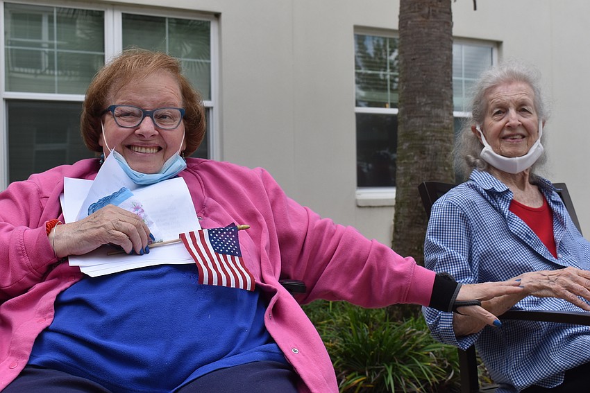 Ferne Kornfield (left) and Gordon Henberger are both residents of The Sheridan at Lakewood Ranch. Kornfield's late husband was an Armed Forces veteran.