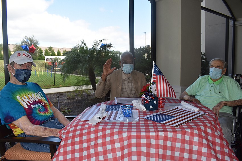 (From left) Air Force veteran Asbury Kitzman, Army veteran William Coleman and Army veteran Edward Ennis are residents at The Sheridan at Lakewood Ranch.