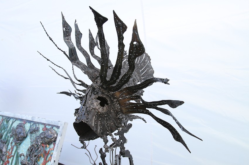 Bo Woods had striking metal sculptures on sale.