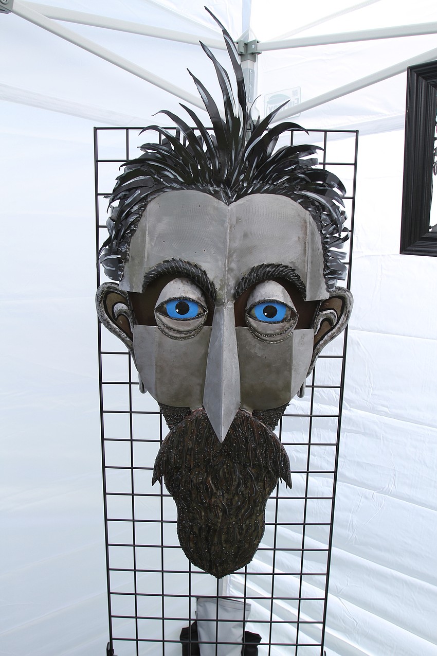 Bo Woods had striking metal sculptures on sale.