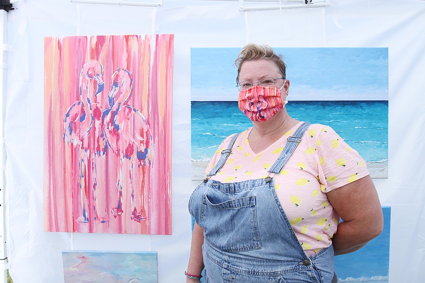 Justin Dahlstrom painted acrylic canvas pieces.