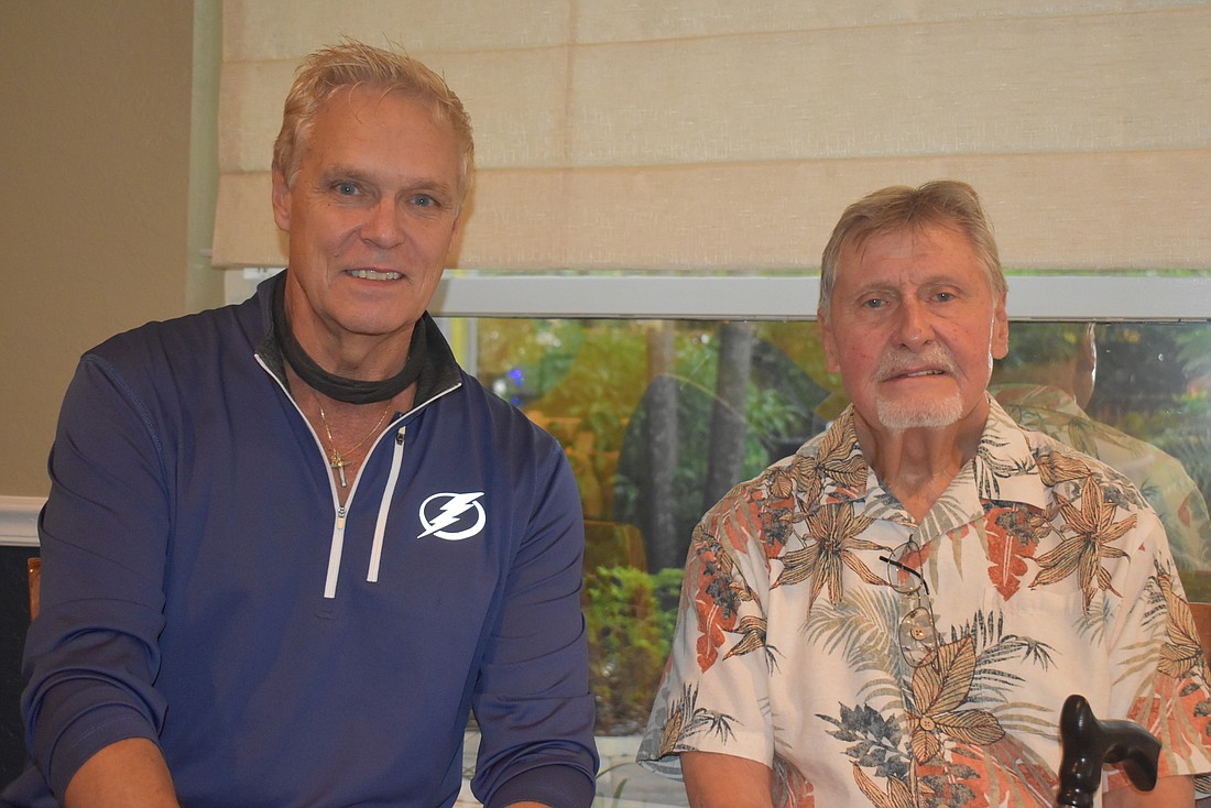Chris Sachs and Ed Krepela at the Oct. 15 Kiwanis meeting.