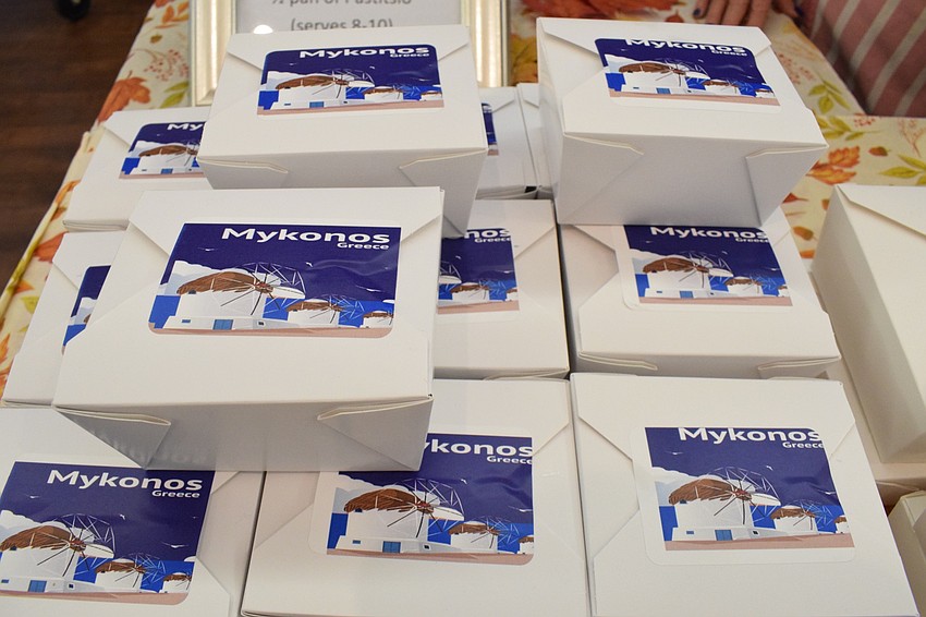 Desserts come prepackaged in boxes named after the different islands of Greece such as Mykonos and Crete. The Mykonos box has baklava, kourabiedes, melomakarona and koulourakia. The Crete box has double the desserts as Mykonos.