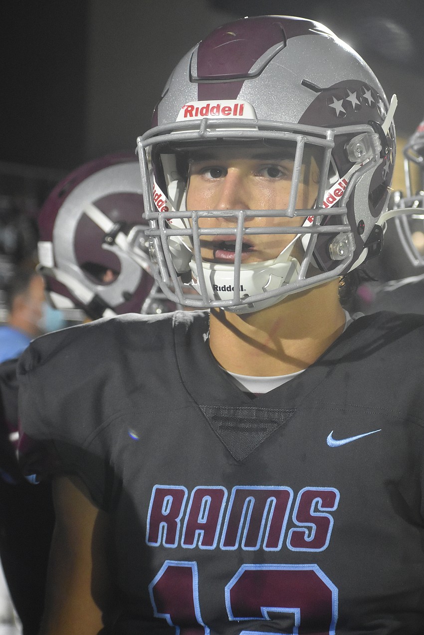 Riverview quarterback Will Evans prepares to take the field after a Lennard three-and-out in the third quarter. Evans accounted for three touchdowns, including two on the ground.