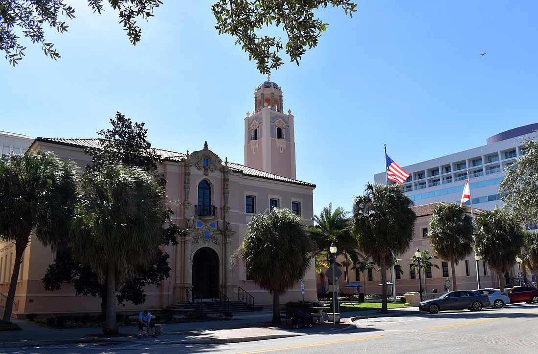 The Sarasota County Courthouse was built in 1927 on land owned by Charles Ringling.