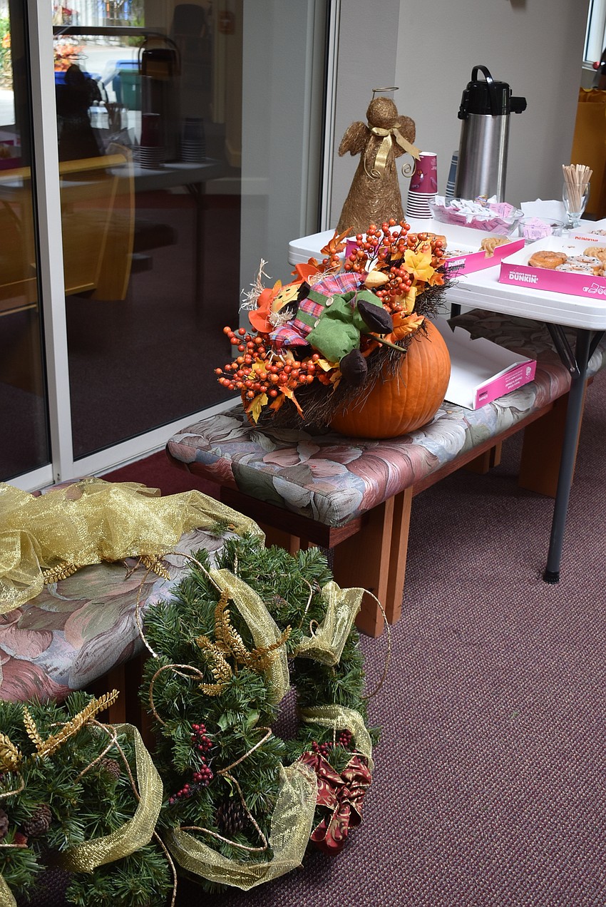 The fall decorations were collected as the Christmas decor went up.