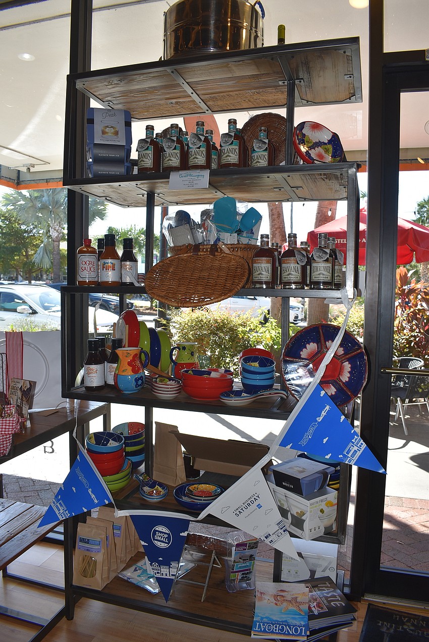 At Ancient Olive, Small Business Saturday signage decorated some displays.