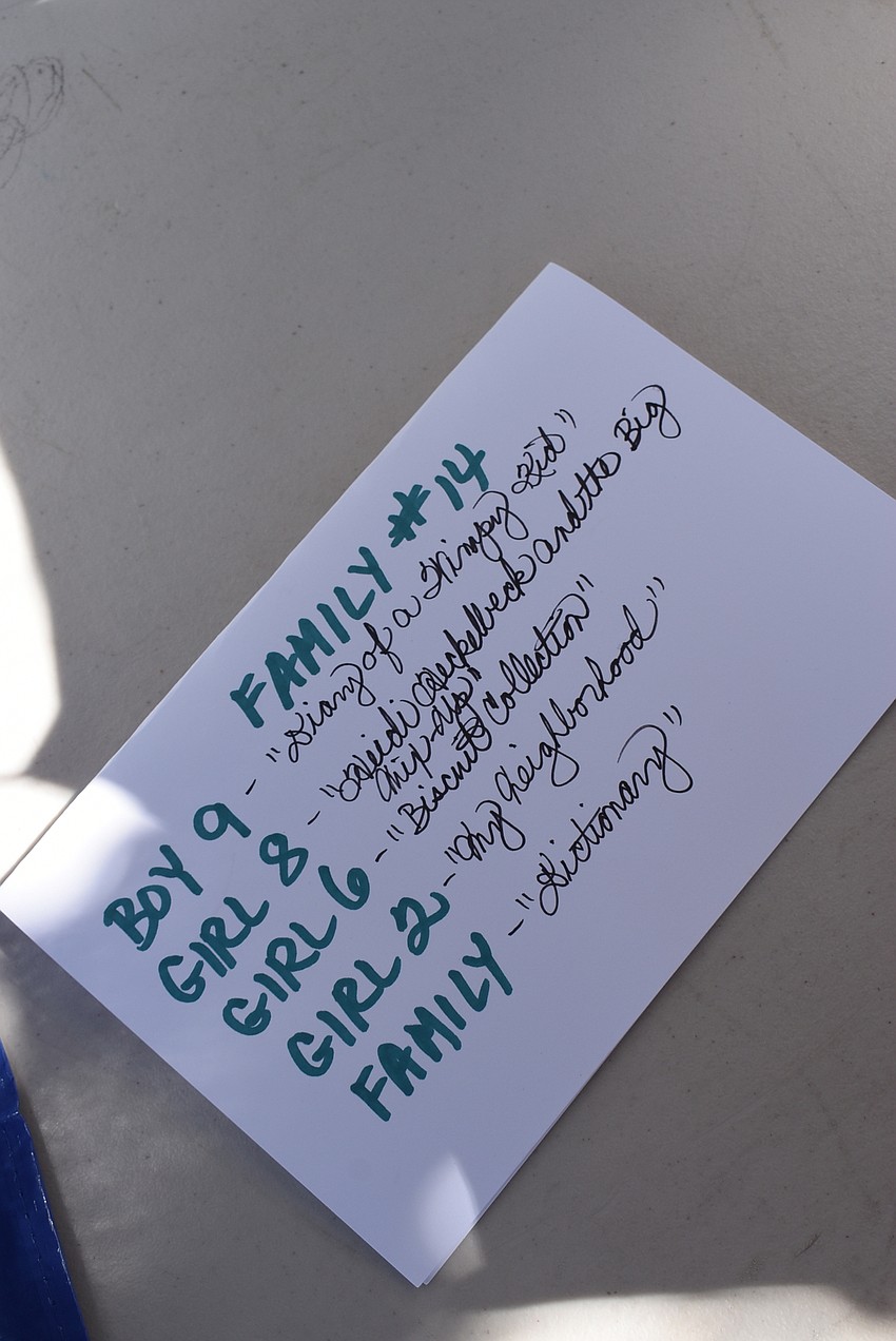 The guardians got a handwritten card with the books for the children.