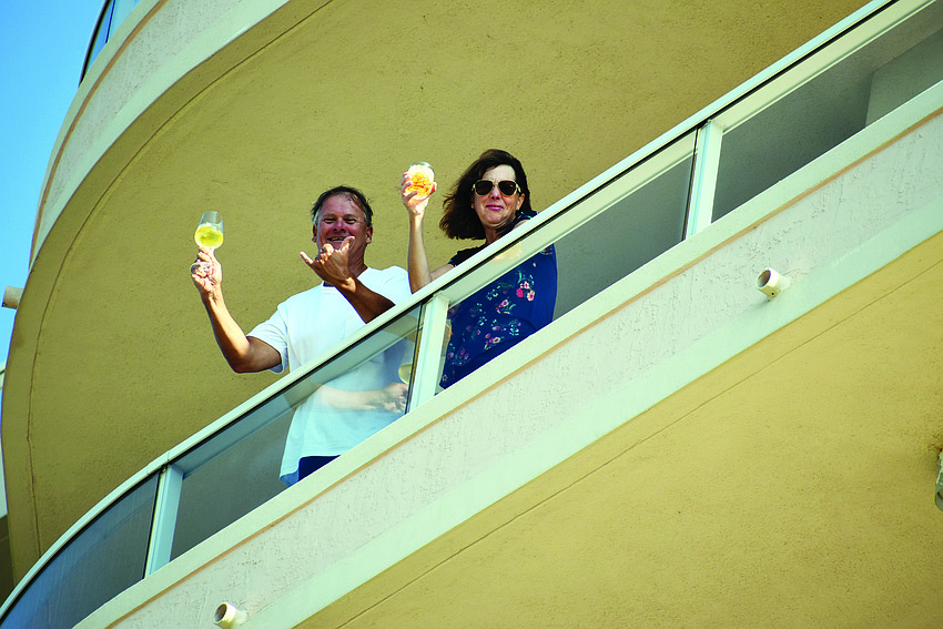 April 2: Porch parties featured residents chatting with each other up, down and side to side.