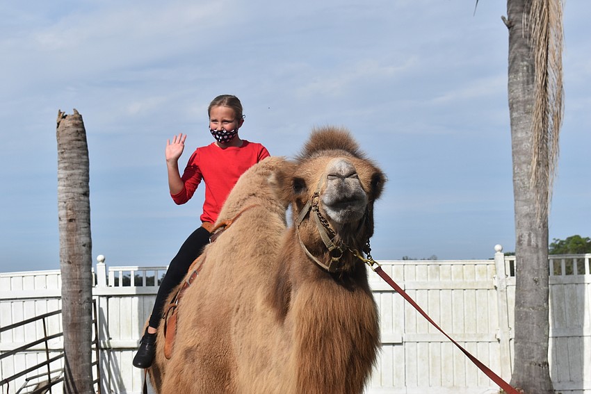Aubree Forsythe of Bayshore Gardens rides a camel. She said it was great.