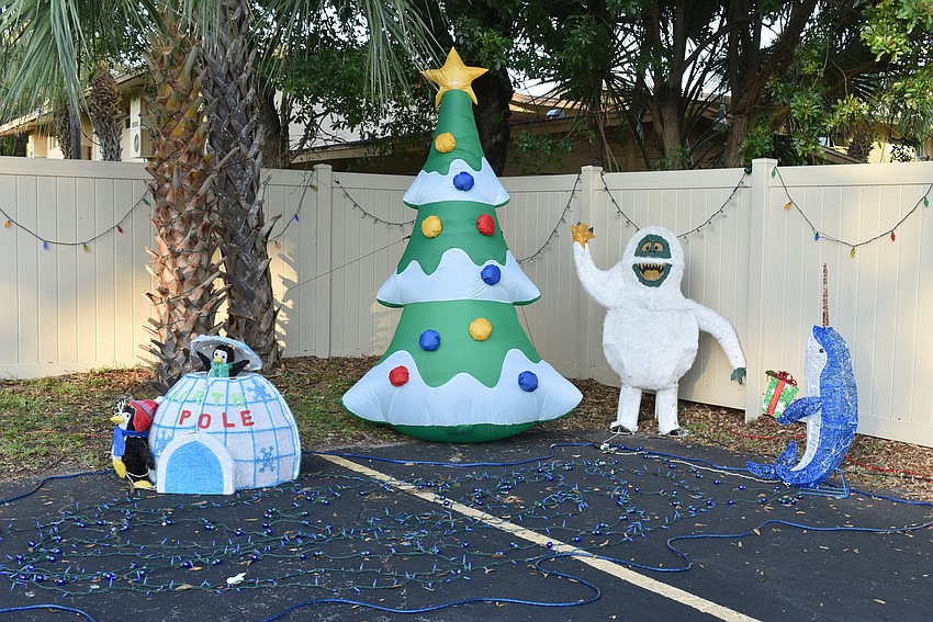 Festive lights decorated all corners of the parking lot.