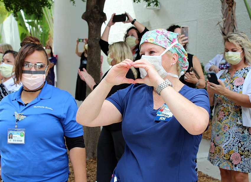 April 23: First responders came to Sarasota Memorial Hospital to pay tribute to the physicians, nurses and others who were on the front lines of the pandemic.