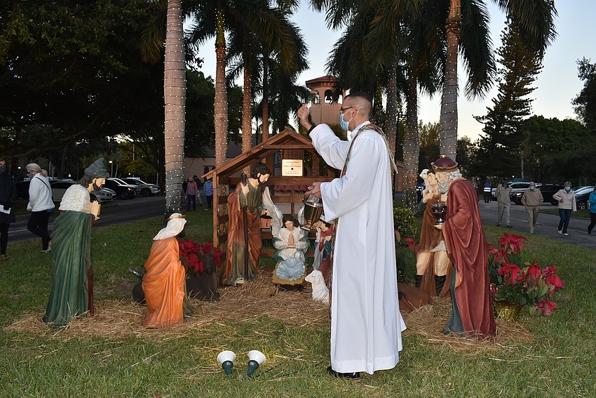 Father Robert Dziedziak blessed the nativity scene.