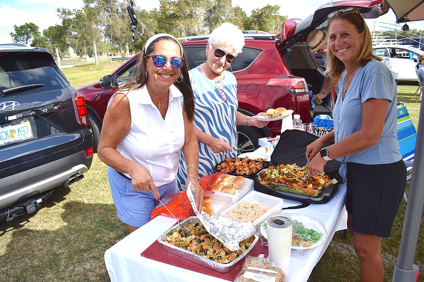 Lakewood Ranch's Linda Reilly, Marlowe Clark and Lin Harvard take their tailgating seriously on the opening day of the polo season.