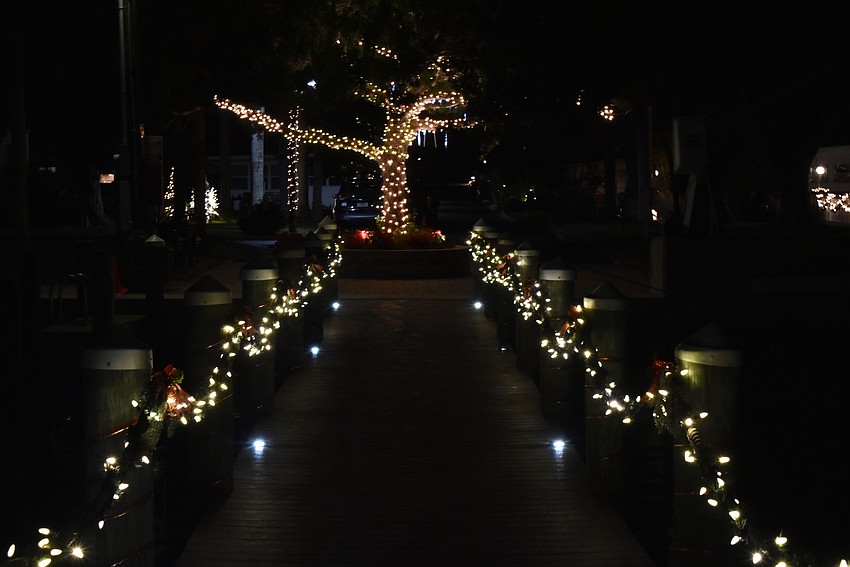 The dock looks festive in both directions.