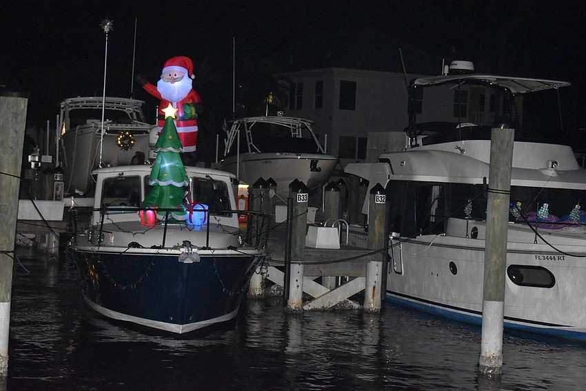 The boats in the harbor nearest the club's dock were decked out.