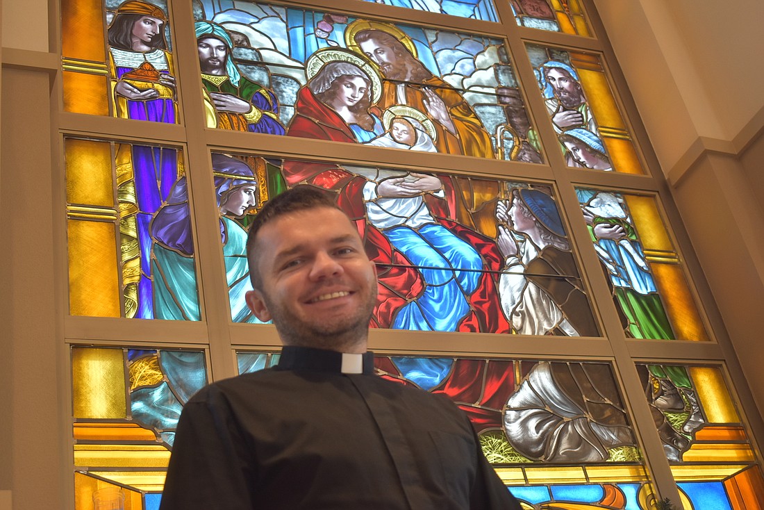 Father Sebastian Szczawinski said stained glass in the modern Catholic Church represent themes of light, which are common throughout the religion.
