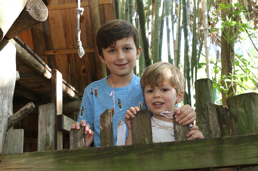 Mason and Wylder Mangino climbed around.