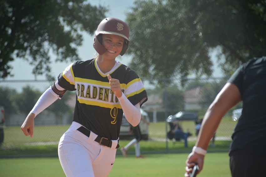 Riverview High softball alumna Devyn Flaherty beams as she trots around third base during a Florida Gulf Coast League game in July.