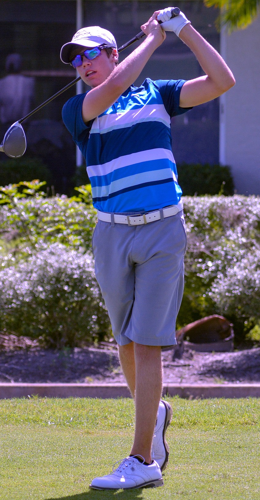 Booker High senior golfer Jonah Winter tees off at the Suncoast Junior Match Play event at Palm Aire Country Club on Aug. 1. The event was designed to give local golfers something to safely do during the pandemic. Winter won.