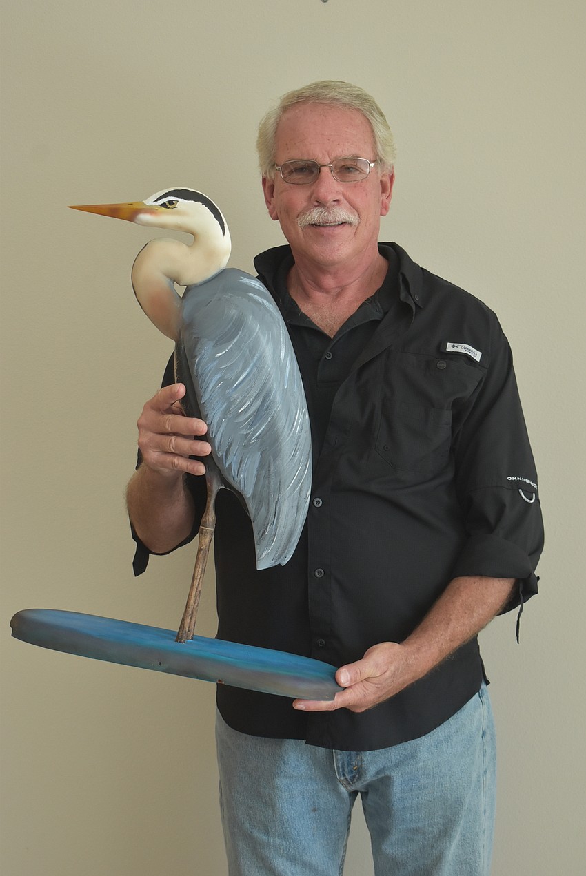 Sarasota resident Marvin Stoltzfus made this blue heron decoration out of a 2x4 piece of wood.