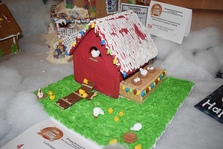 This gingerbread farm was made by Lakewood Ranch-based law firm Luhrsen Goldberg.