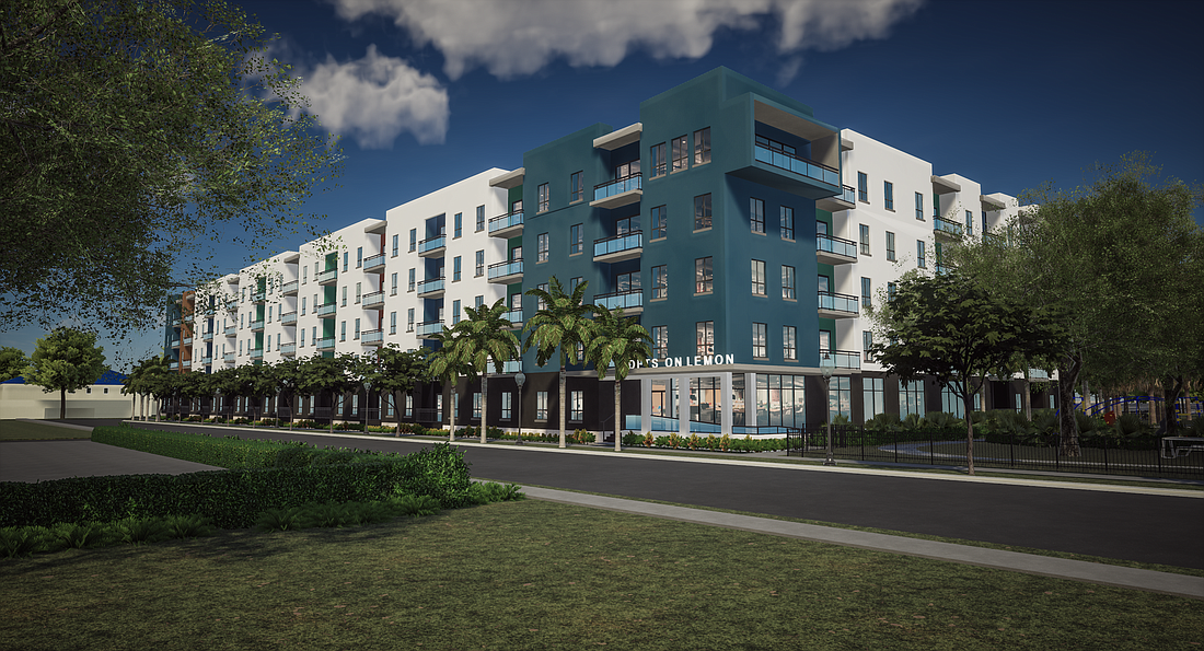 The Sarasota Housing Authority plans to break ground on the Lofts on Lemon, a 130-unit affordable apartment complex in the Rosemary District, later this month. Rendering courtesy Sarasota Housing Authority.