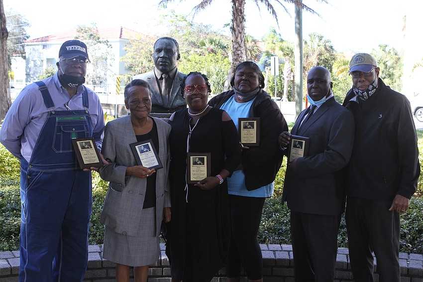 Willie Shaw, Mary Mack, Dr. Apri Glasco, Eureka Webb, Michael Kensey and Jetson Grimes stopped for a photo at the end of the celebration.