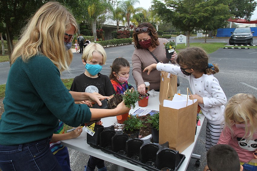 Families and children mixed it up planting together.