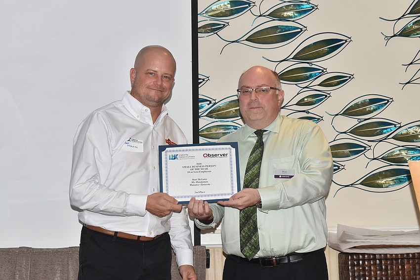 Matt McGuire, second in Small Business Person of the Year (10 or less employees) with Brad Marner.