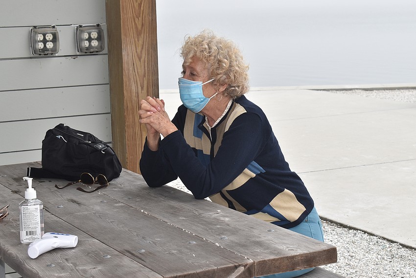 Suzanne Schuster kept hand sanitizer close at hand.