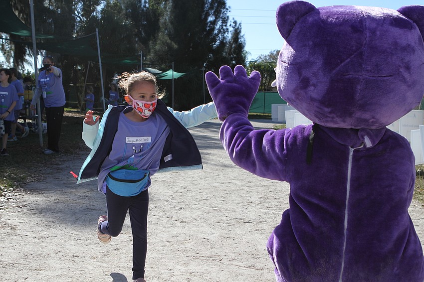 Caroline Stelton went for a high five.